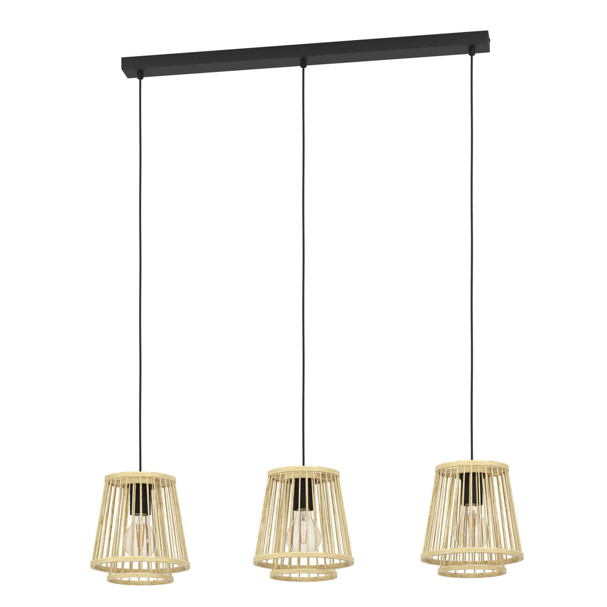 EGLO hanglamp Hykeham - e27 - 91 cm - zwart/hout