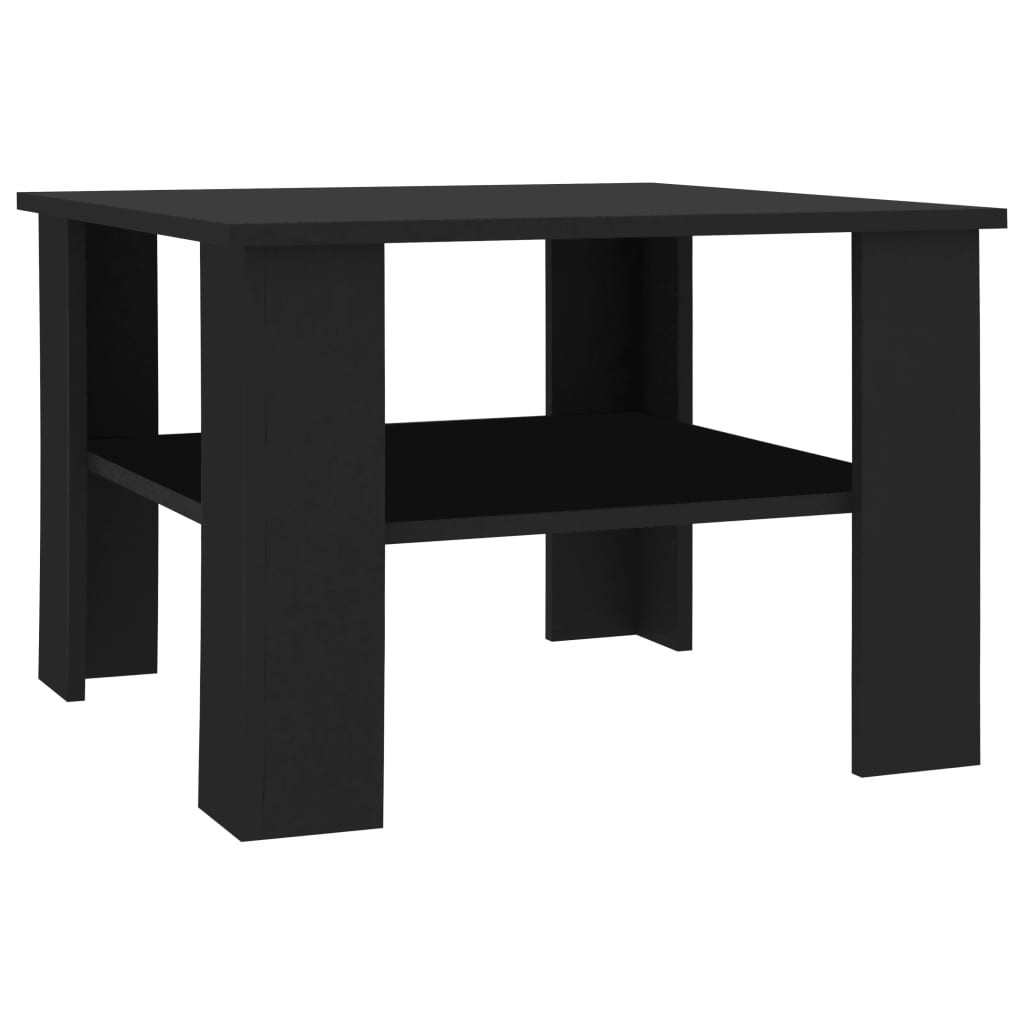 Stolik Kawowy Ława Stół Czarny 60x60x42 Półka Do Salonu Do Pokoju