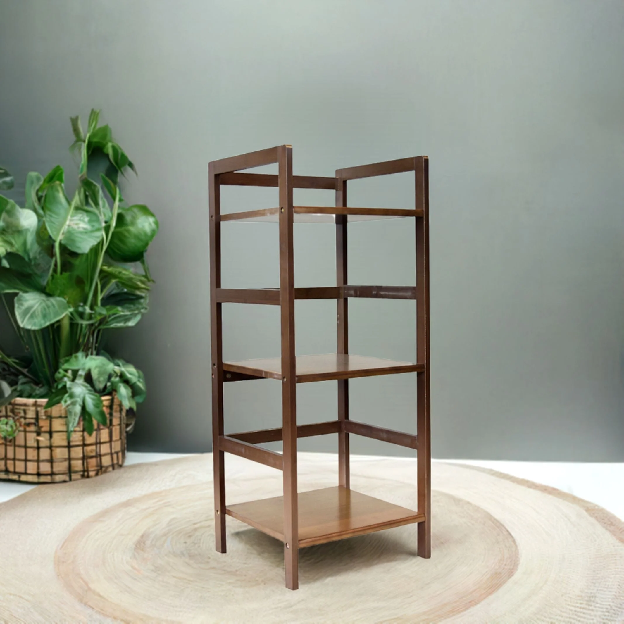 3 Tier Solid Bamboo Frame Stackable Tower Bookshelf