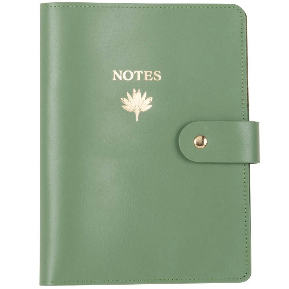 - Carnet de notes en cuir vert et doré