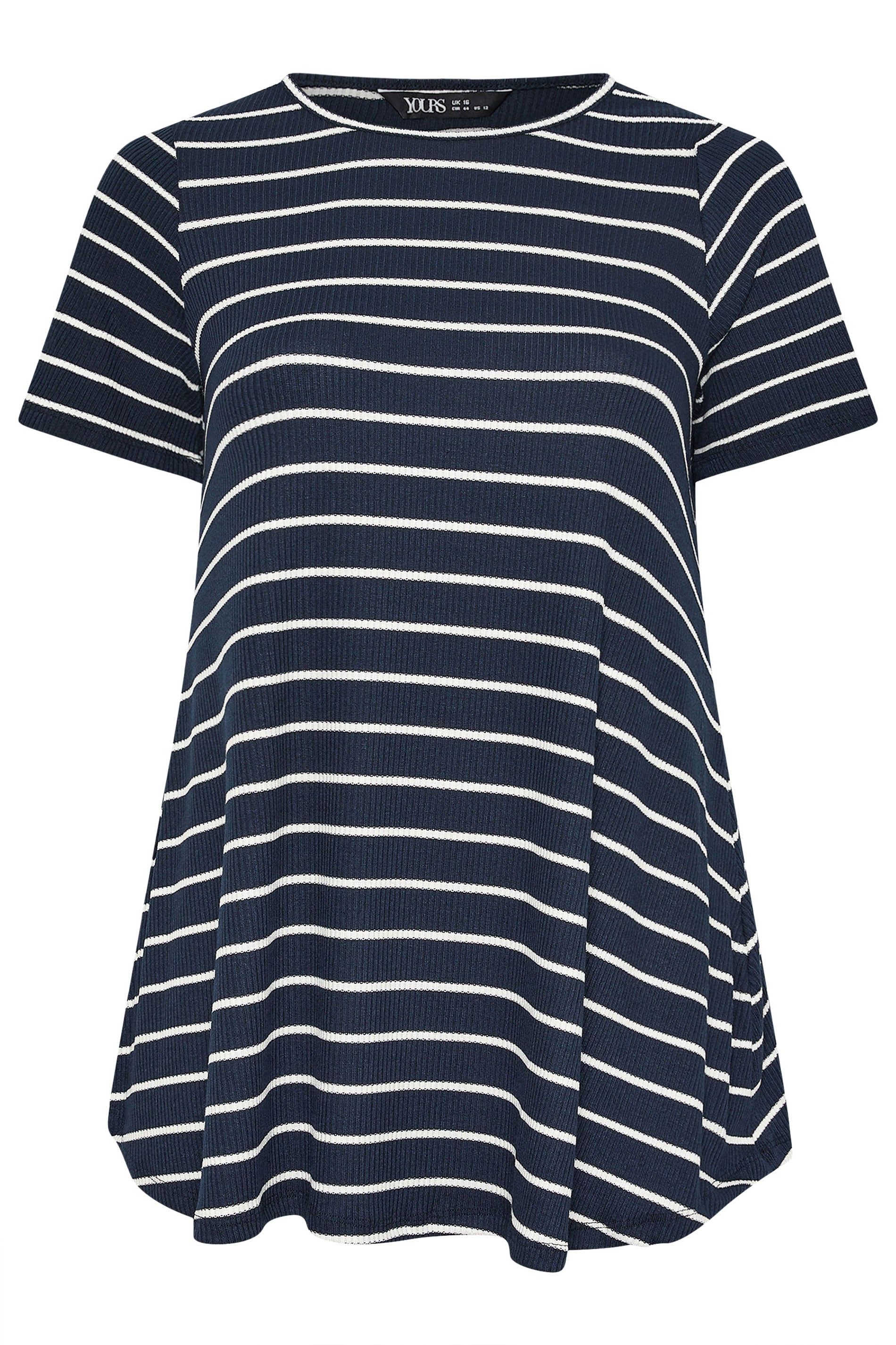 Yours Stripe Ribbed Swing T-Shirt