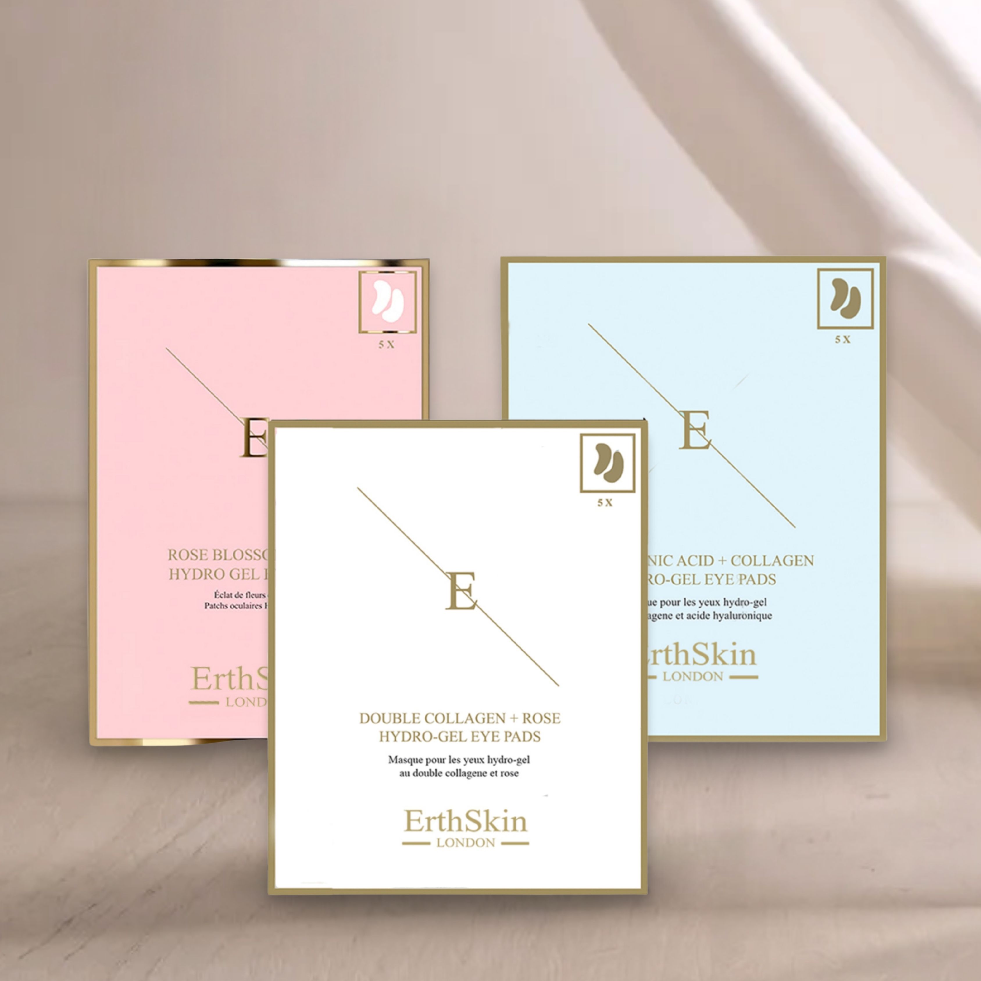Erth Skin London Rose Blossom Glow Hydro-Gel Eye Pads 5 X 2   Double Collagen   Rose Hydrogel Eye Pads 5 X 2   Hyaluronic Acid   Collagen Hydrogel Eye Pads 5 X 2