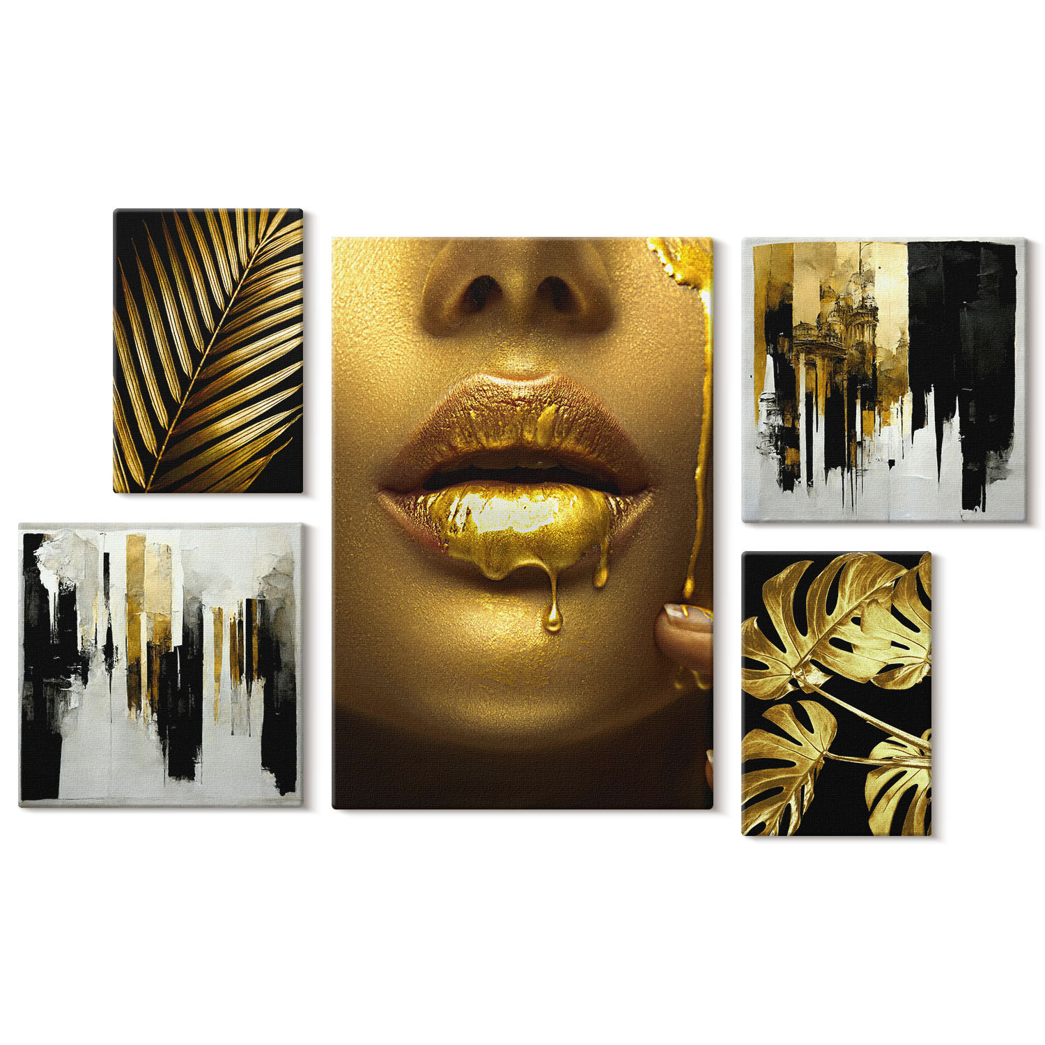 Obraz canvas 5 części Glamour roślinny|20x30, 30x30, 40x60|Wallfluent