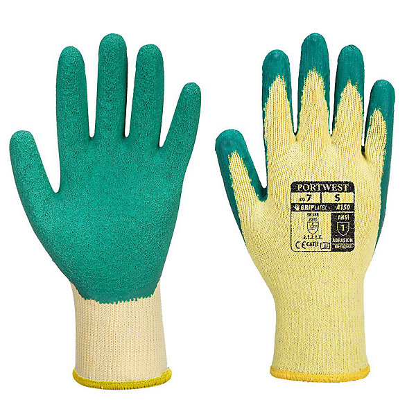 Gants tricoté Portwest enduit Latex Fortis A150 Jaune / Vert 11