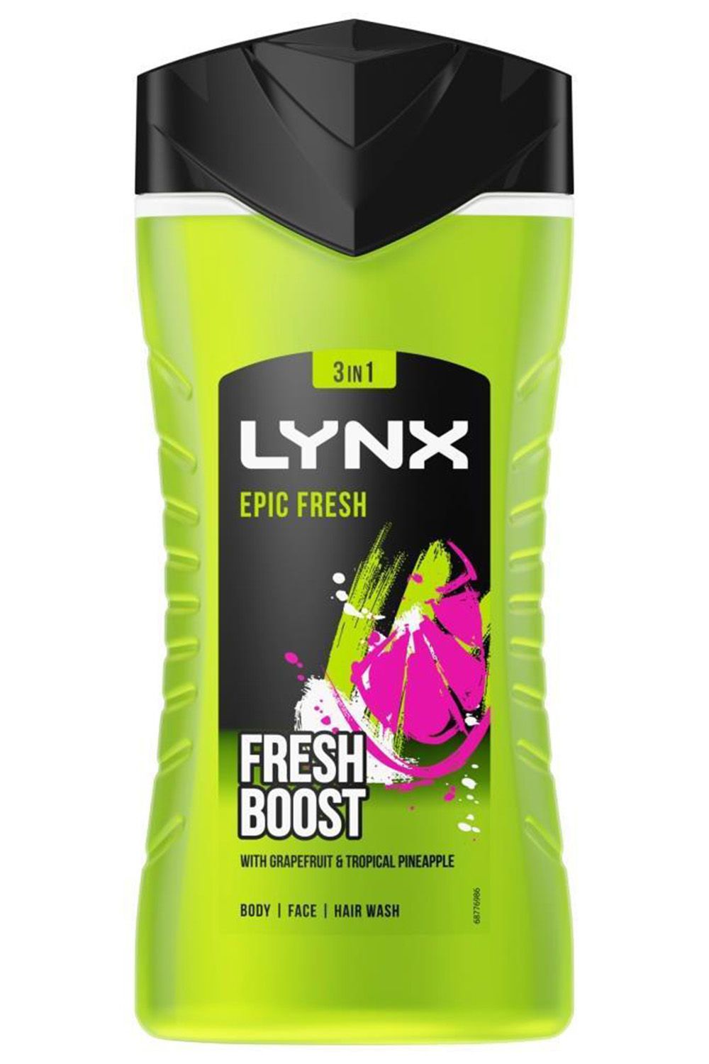 Lynx 3x Shower Gel Epic Fresh 225ml with Manwasher 2-Sided Shower Tool
