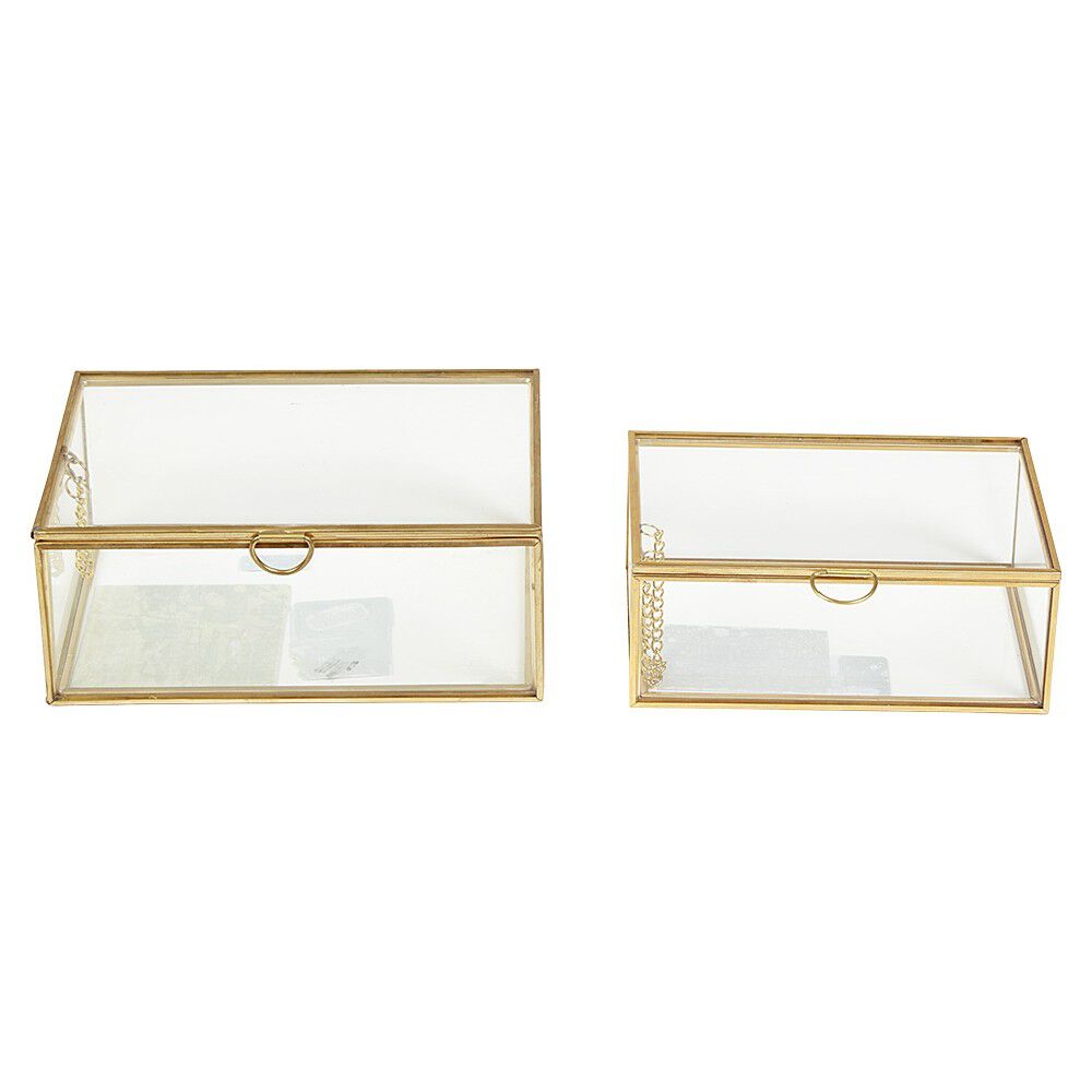 LOT BoÎte de rangement en verre et effet laiton - OK CODES CRééS