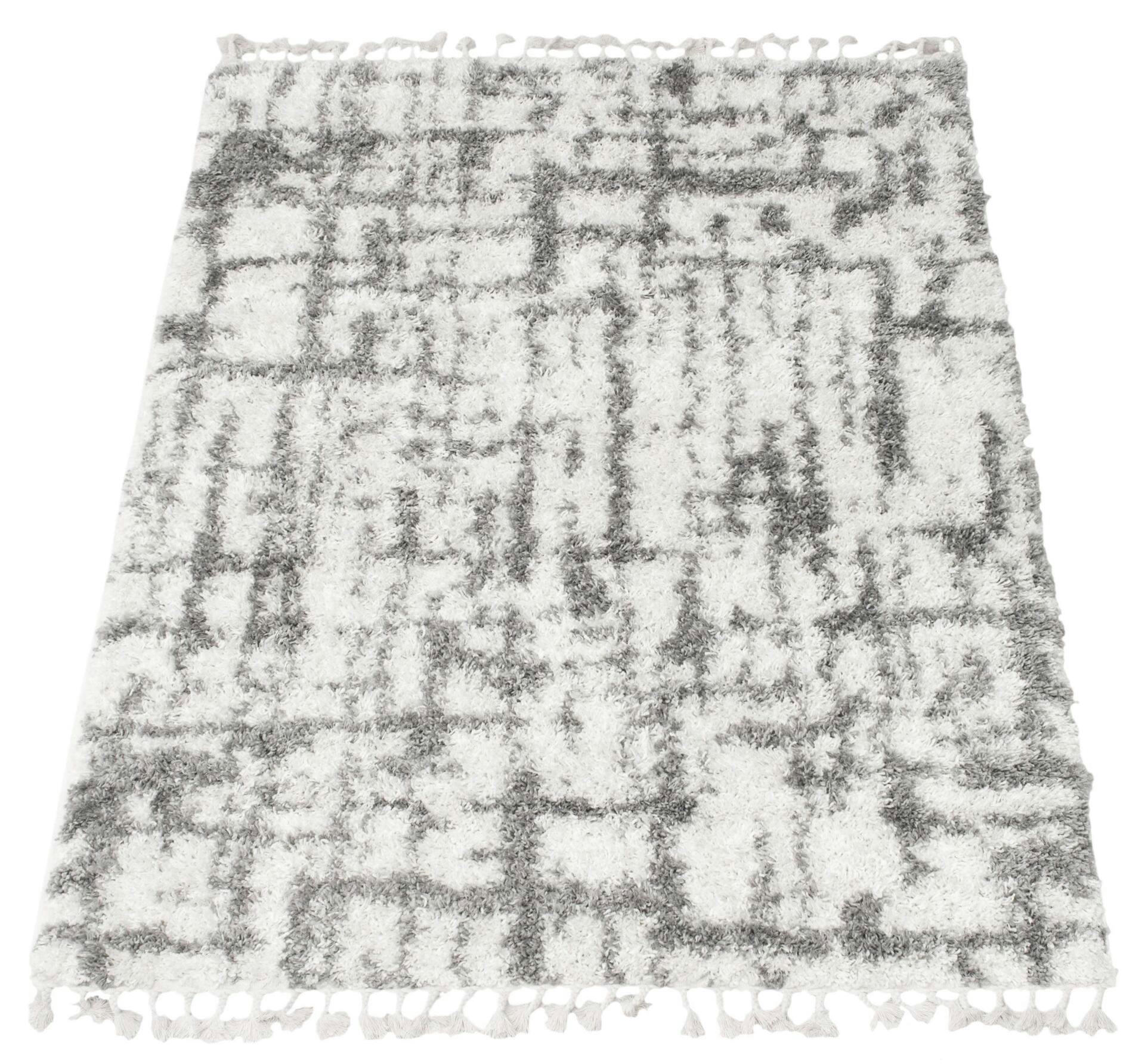 ECARPET Grammercy Urban Indoor Area Shag Rug, Cream/Light Grey, Assorted Sizes