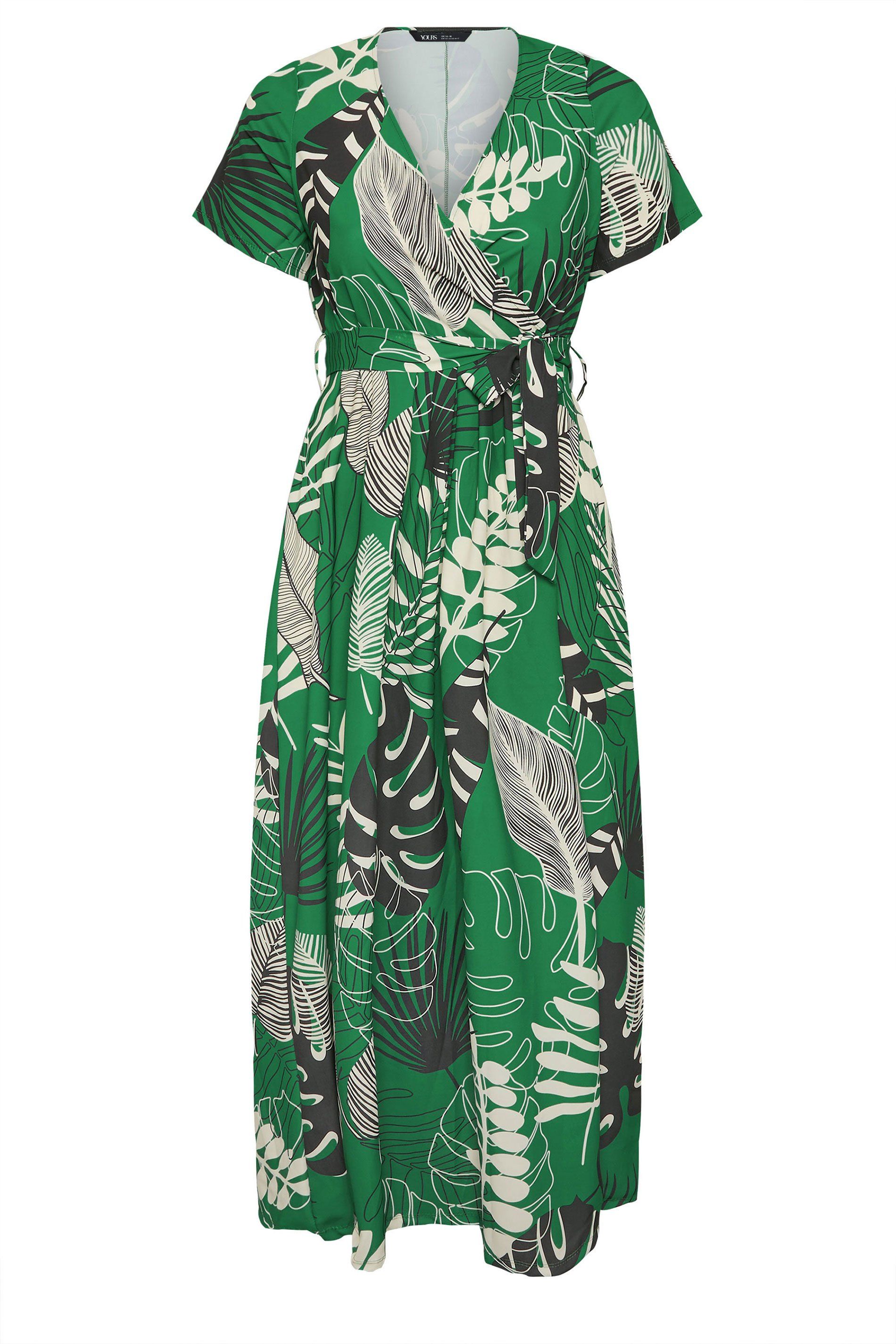 Yours Leaf Print Wrap Maxi Dress