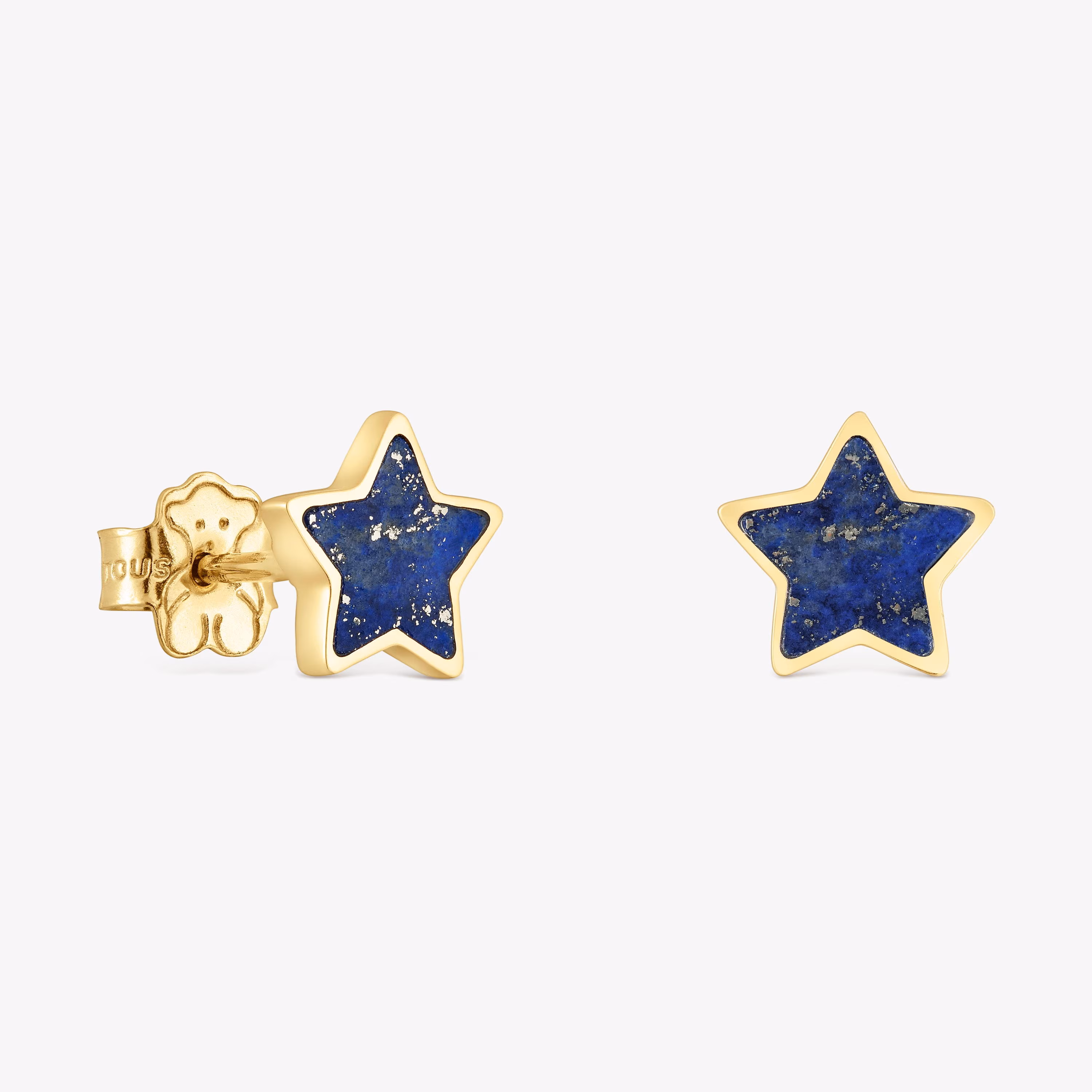 Pendientes estrella de oro 14 kt y lapislázuli XXS