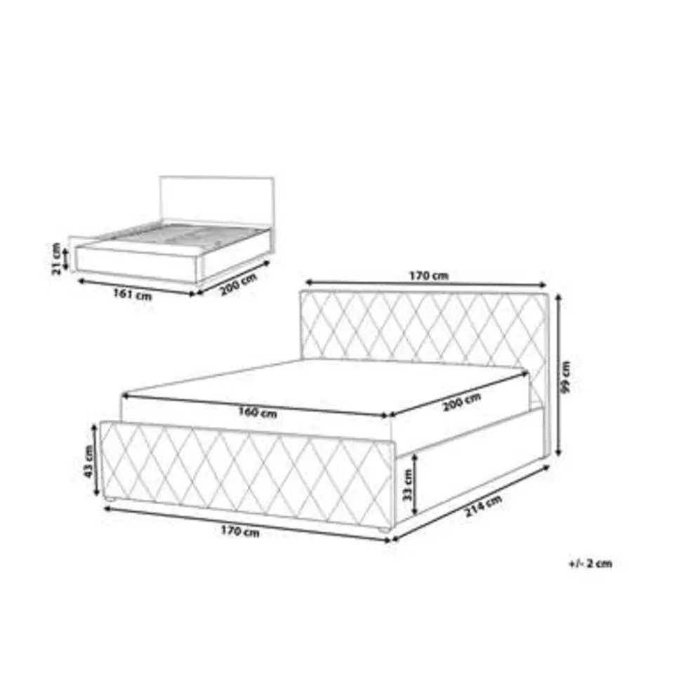 ROCHEFORT - Bed met opbergruimte - Grijs - 160 x 200 cm - Fluweel