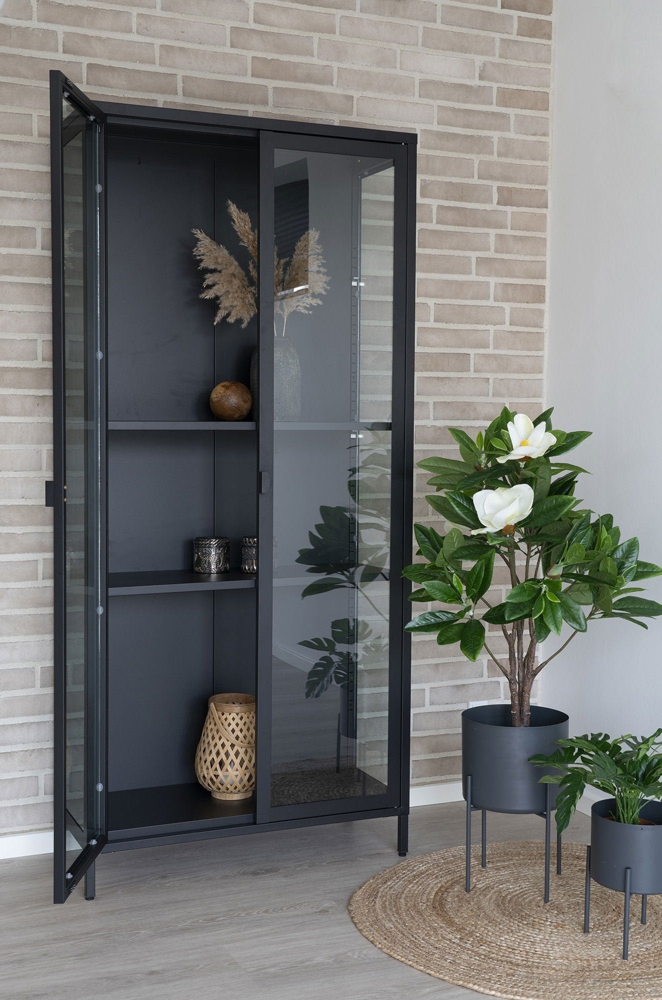 Rebellenclub Röjan Vitrinekast - 175 x 80 cm - Zwart Staal