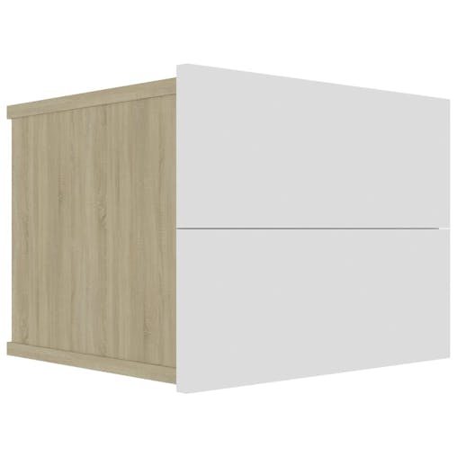 NNEVL Bedside Cabinets 2 pcs White and Sonoma Oak 40x30x30 cm Chipboard