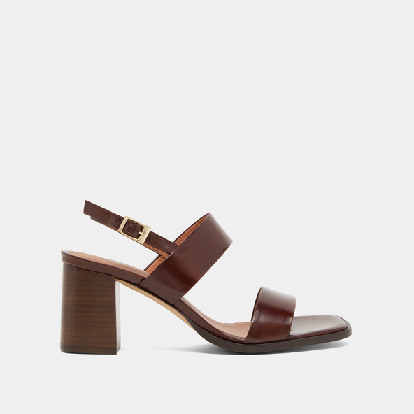 Sandales à talonsen cuir glacé cognac | VALMONT