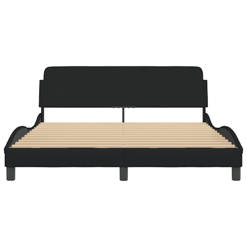 NNEVL Bed Frame with Headboard Black 152x203 cm Fabric