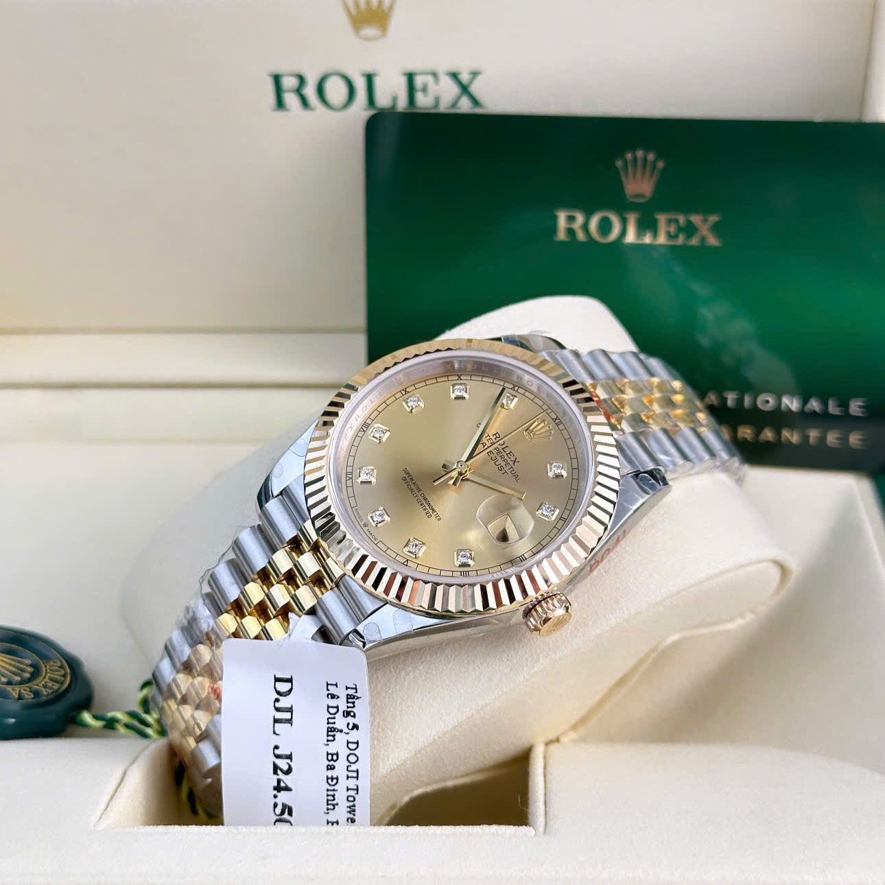 Rolex Datejust SS/YG Plated Champagne Dial CZ Diamonds 41mm Jub Super Clone