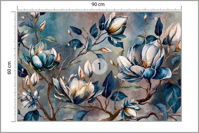 Fototapeta Niebieskie Magnolie Na Betonie 90x60cm