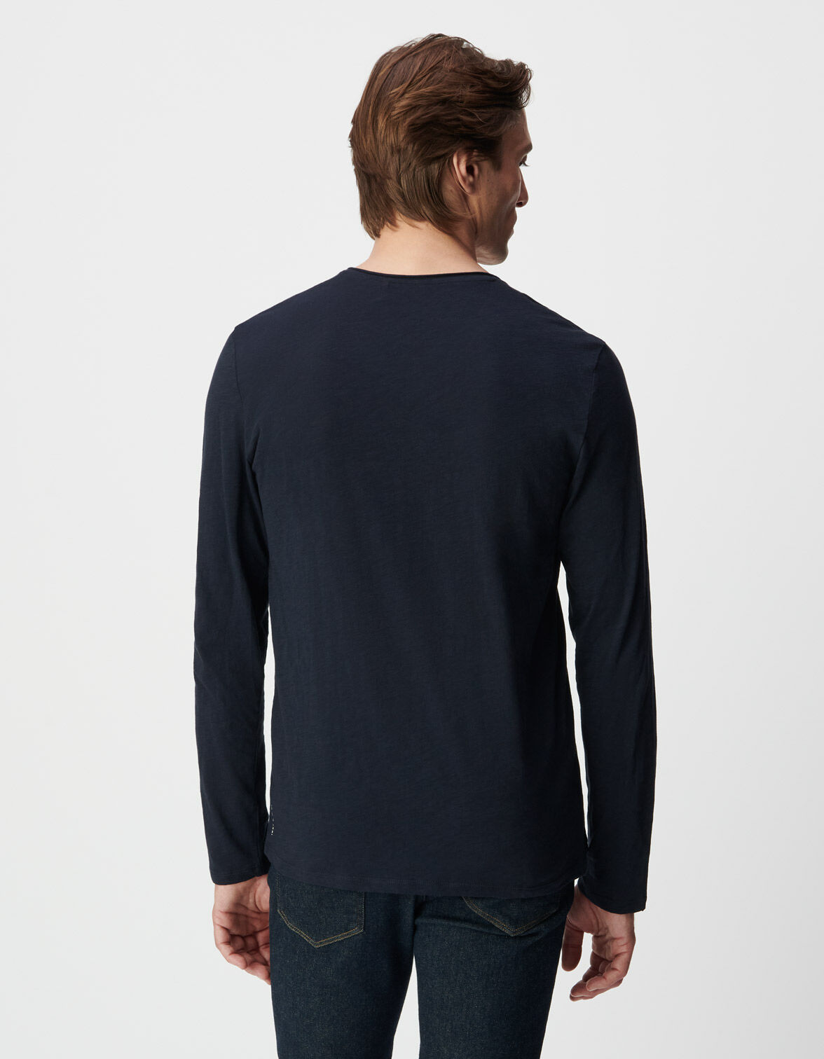 T-shirt manches longues noir coton bio flammé Homme