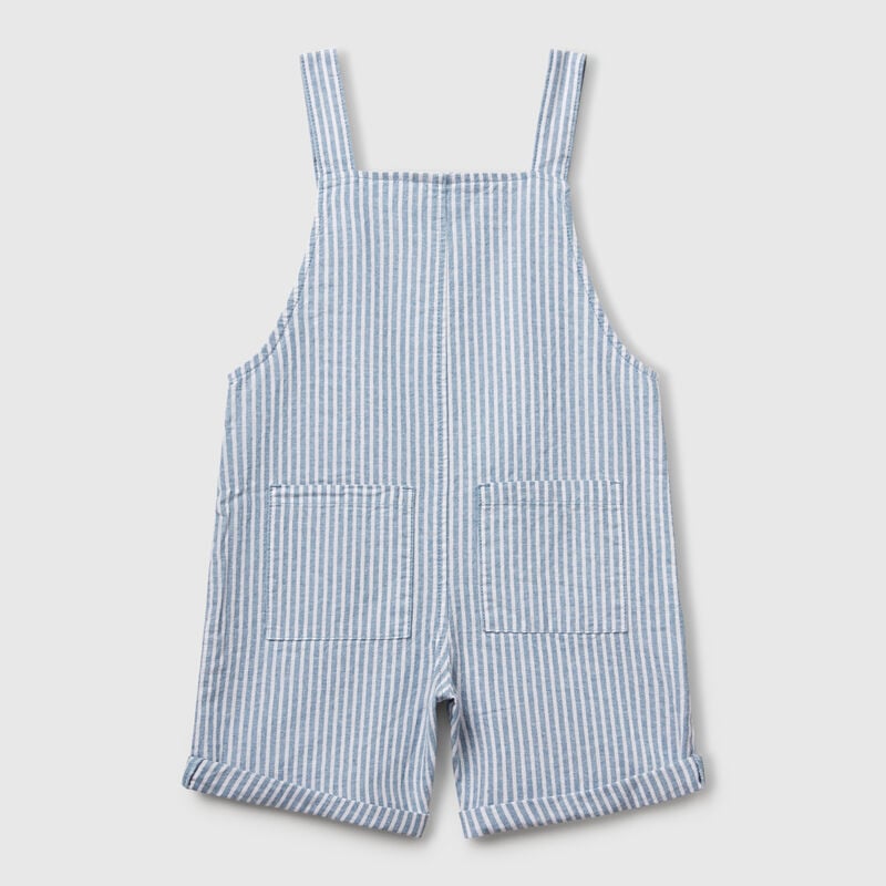 Striped dungarees in linen blend