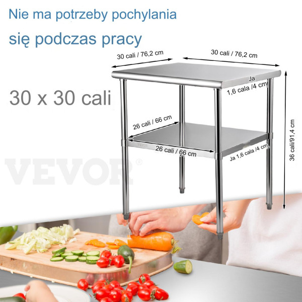 Stół roboczy blat gastronomiczny nierdzewny – 76,2 x 76,2 cm