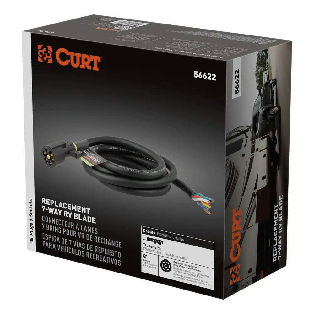 CURT 8-ft Replacement 7-Way Blade Harness (Trailer Side, Packaged)