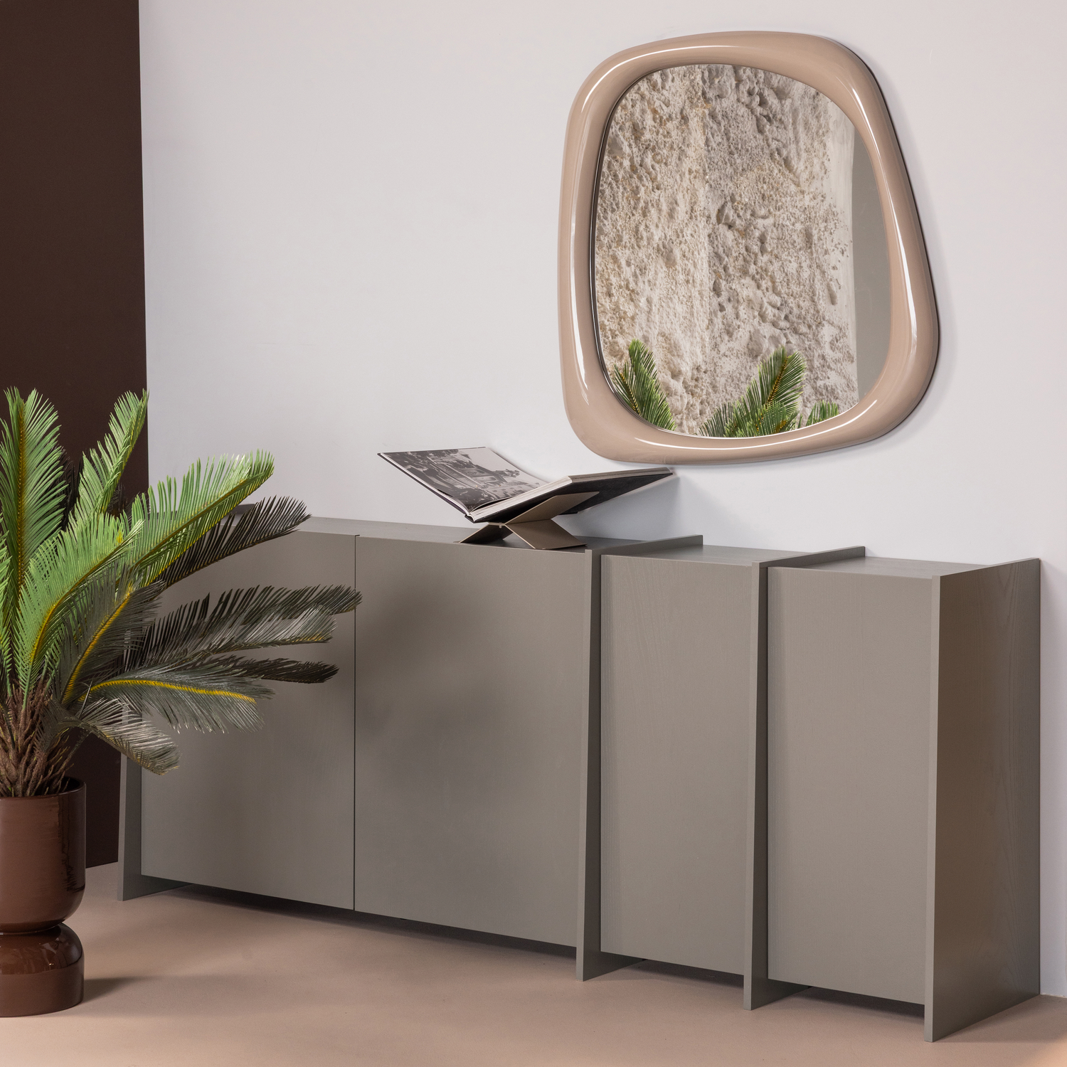 WOOOD Brock Dressoir 200 CM - Essen Fineer - Warmgrijs - 85x200x44