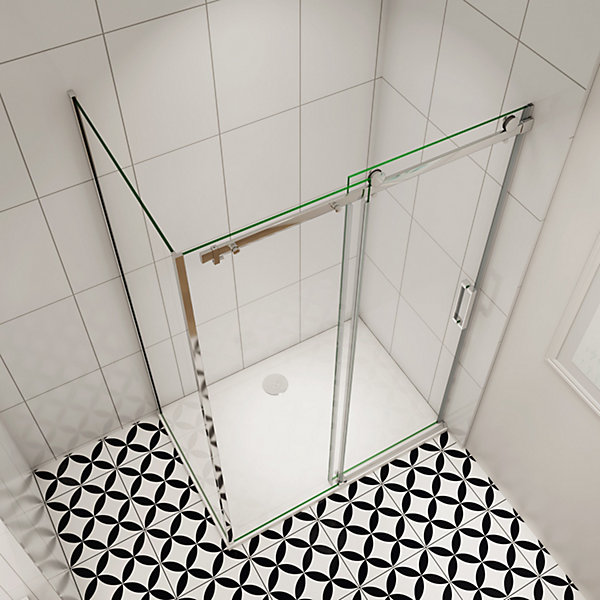 cabine de douche coulissante 140x90x195cm,Installation réversible,8mm verre de sécurité,porte de douche coulissante