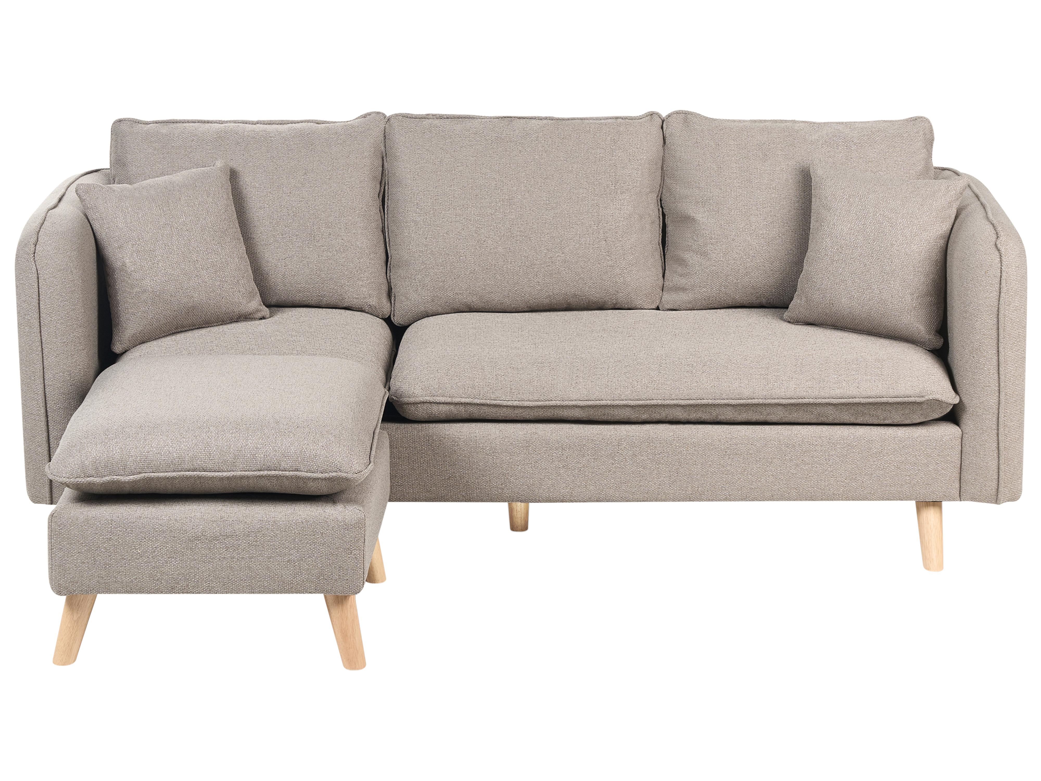 Sofa 3 Seater DALVIK Fabric Light Brown with Ottoman