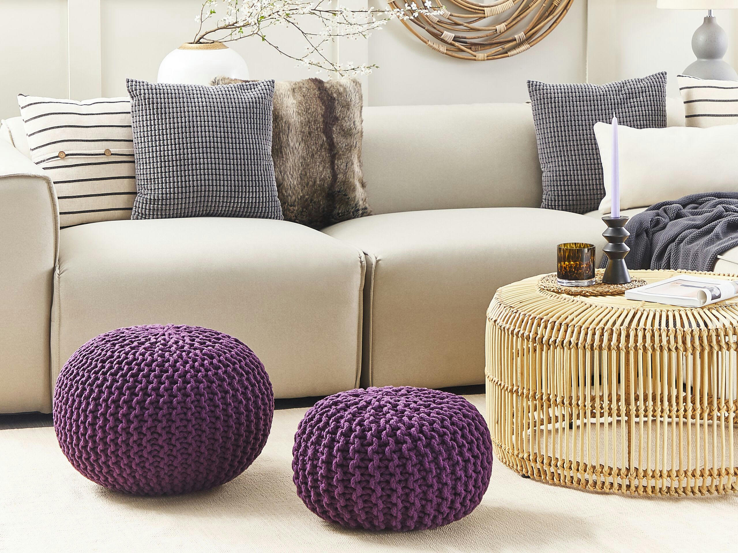 CONRAD - Pouf violet 40 x 25 cm