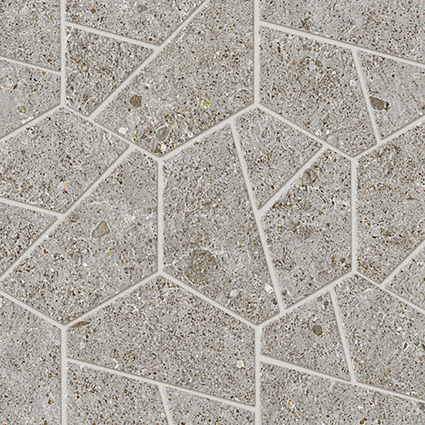 Mosaïque effet Pierre Calcaire Gris Cendré Hexa 28,5x25x0,9 cm Mat Domella - Sol et mur intérieur (vendu par carton de 0,428 m²) -