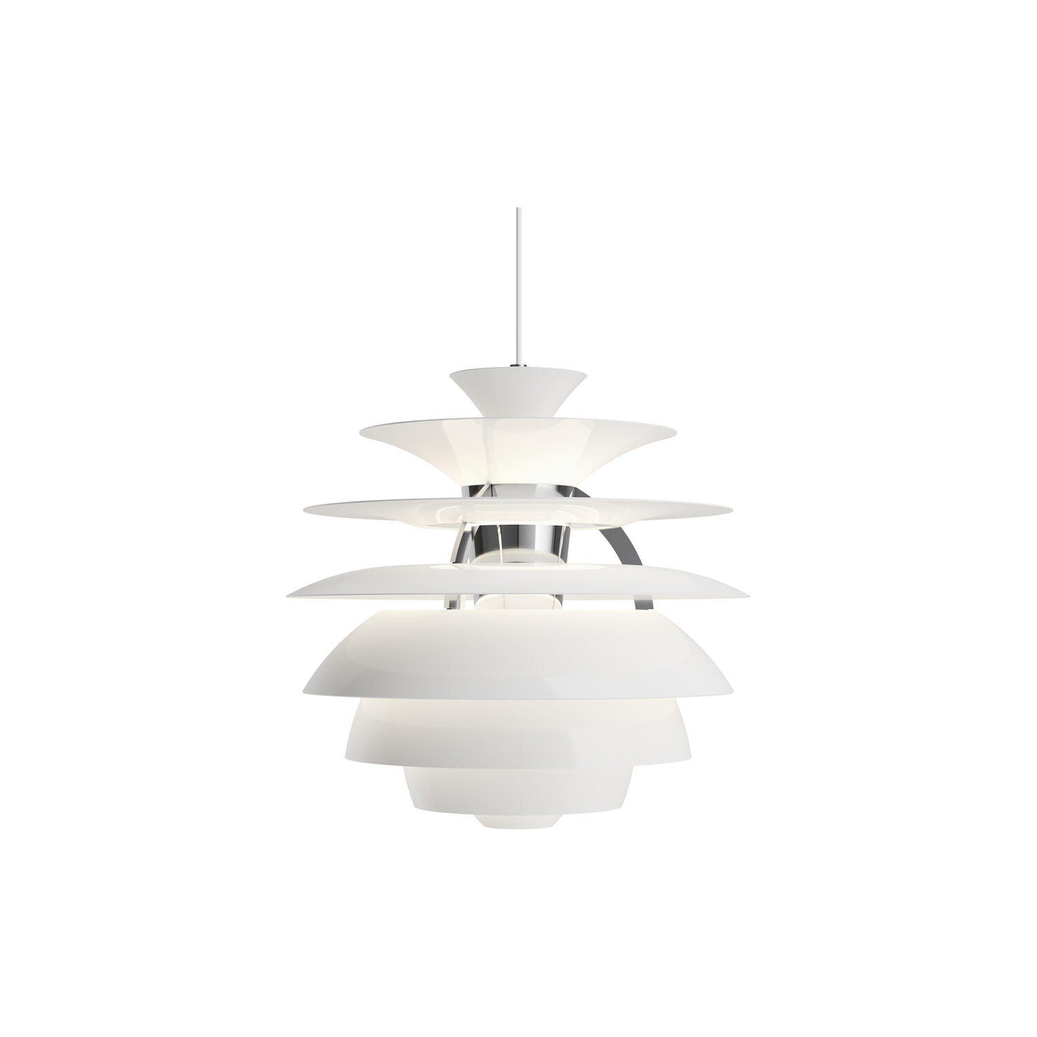 PH Snowball pendel, white/high lustre chrome plated