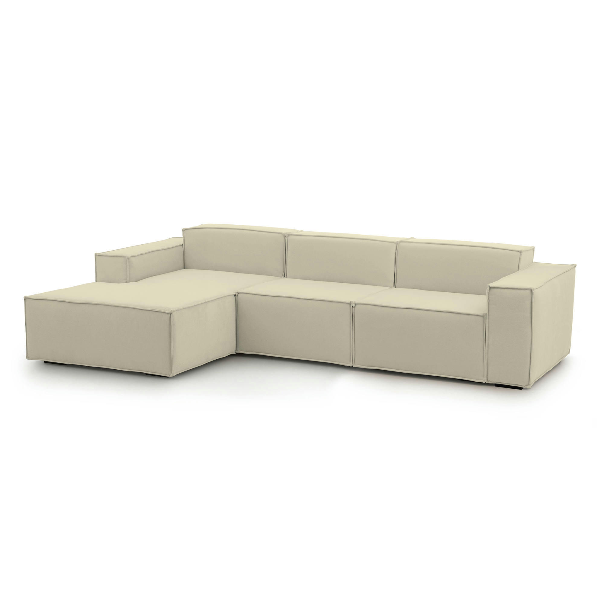 DFLORI - Canapé d'angle 3 places en tissu beige