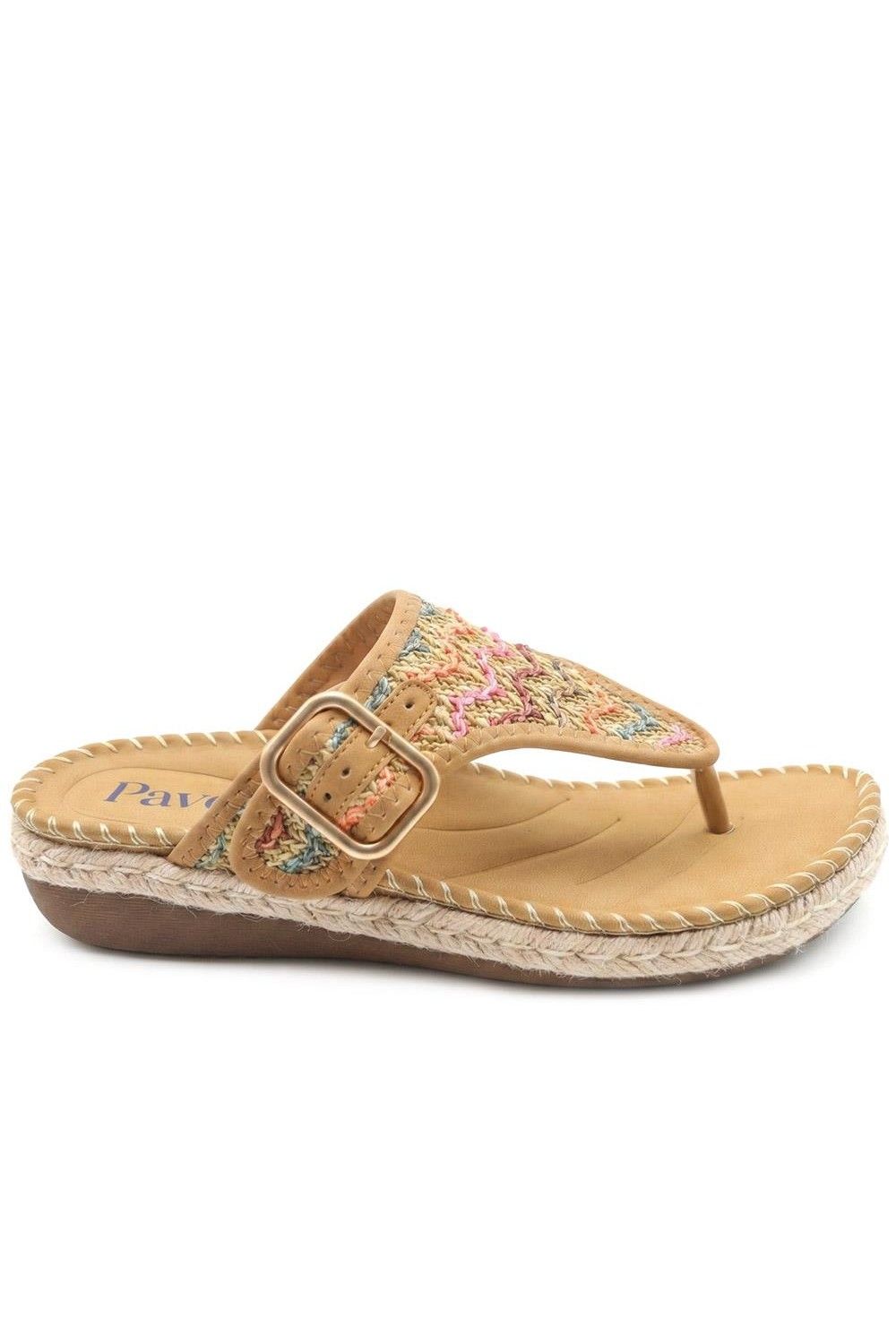 Pavers Buckle Detail Fabric Toe Post Sandals