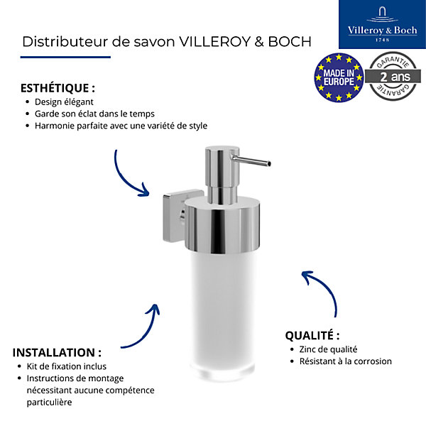 Distributeur de savon VILLEROY ET BOCH Elements - Striking aspect or brossé