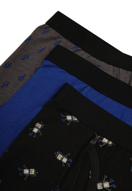 Younger Boys 3pk Blue Robot Trunks