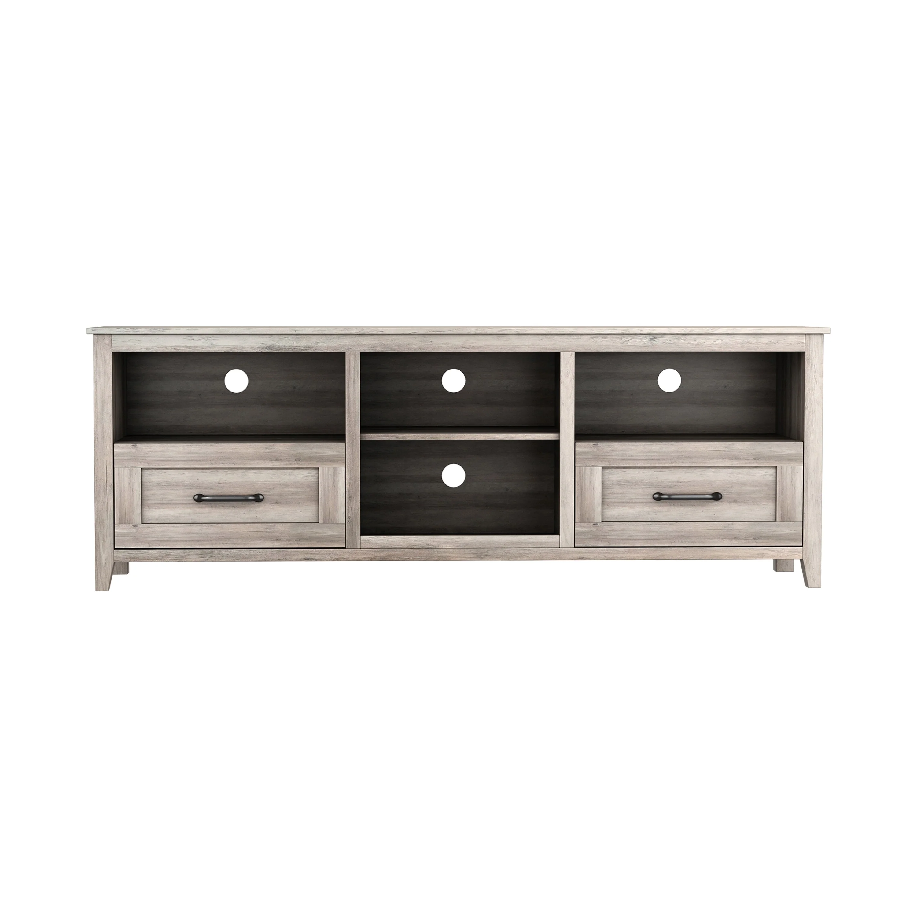 HomeRoots 70 Gray Wood Enclosed and Open Storage TV Stand - 70.08 in. x 24.8 in. x 15.35 in.