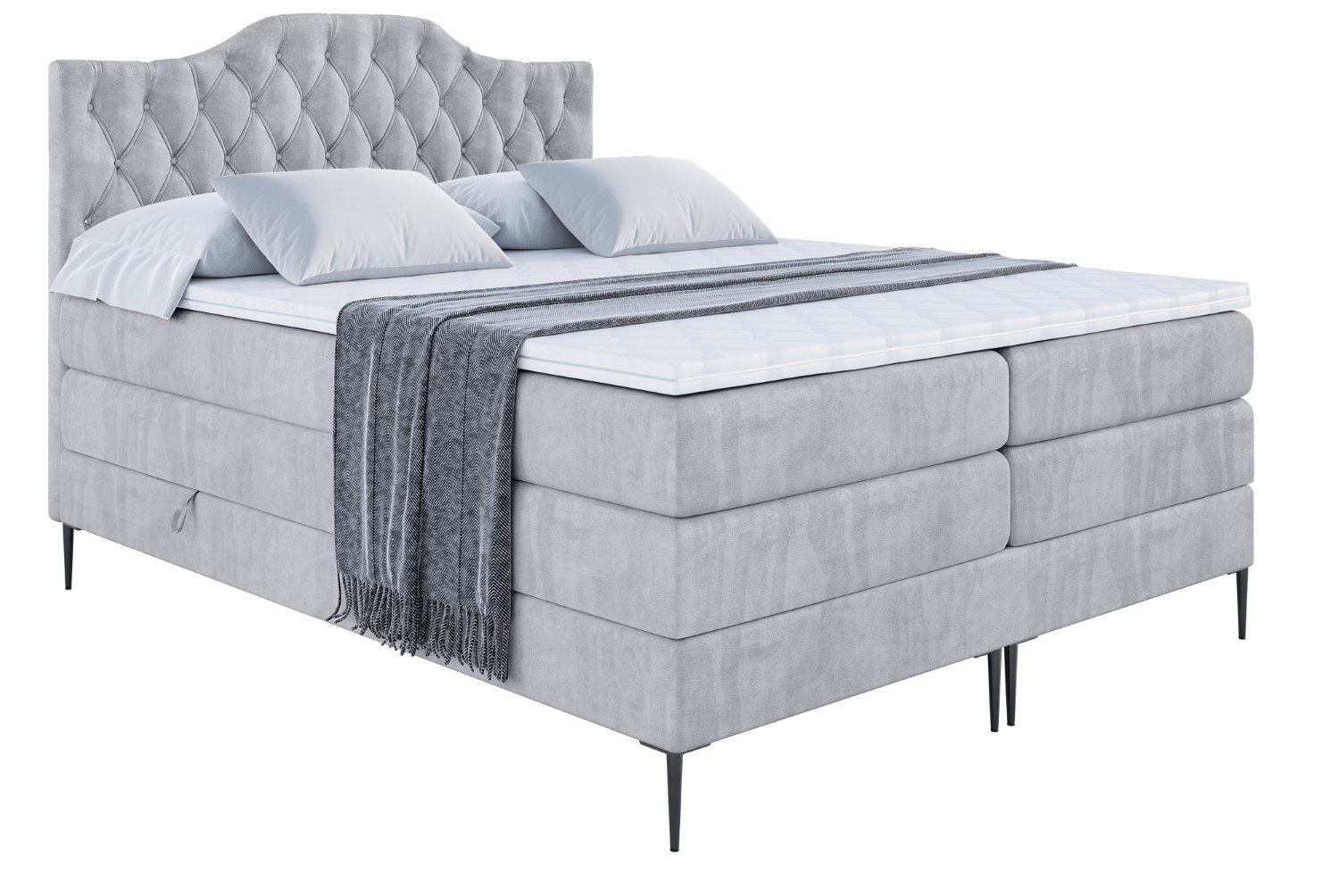 Łóżko kontynentalne - pojemnik, materac, nóżki VILA-1-FC KING 120x200cm