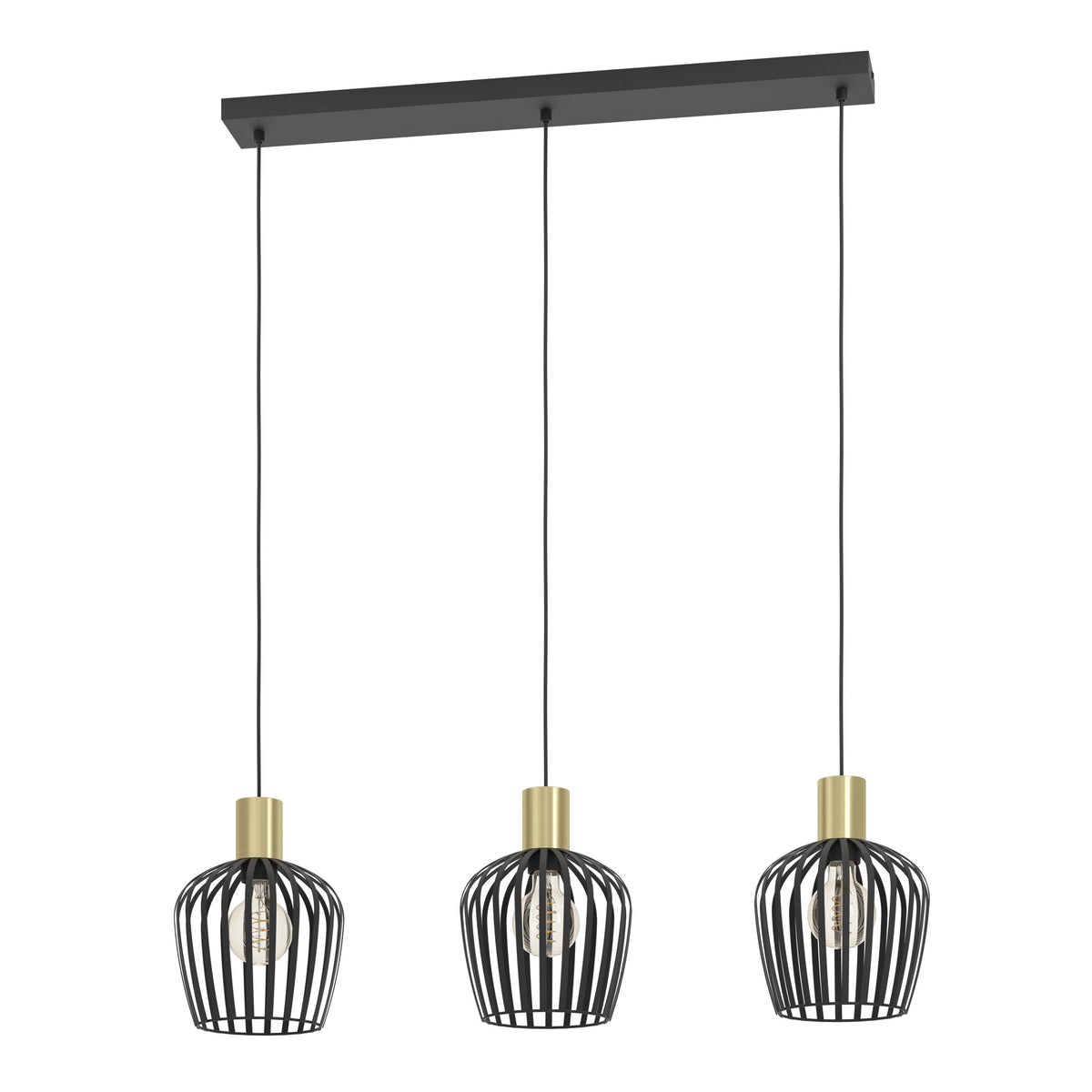 EGLO hanglamp Empoli - 90 cm e27 - 3-lichts - metaal - zwart/goud