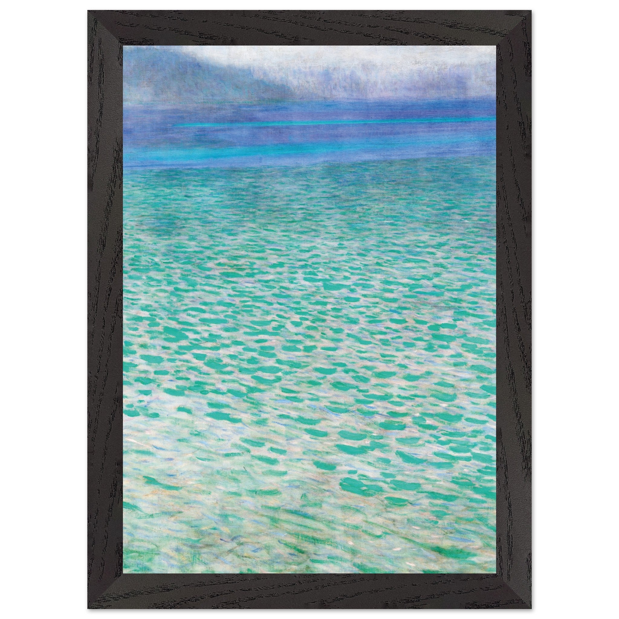 Artfulprints Poster met Lijst Gustav Klimt - Attersee  - A4 21x29.7 cm - Turquoise