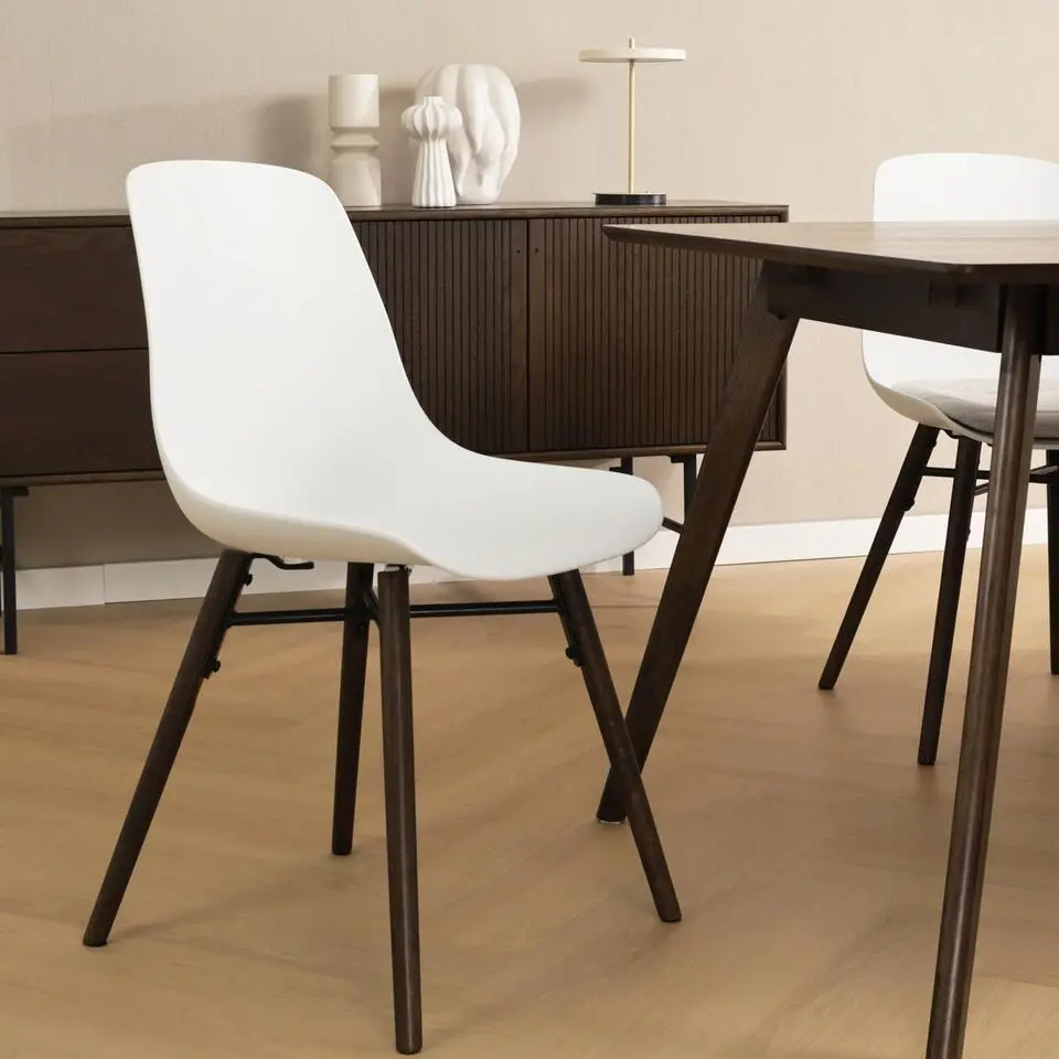 Nolon Nena-Pip Eetkamerstoel Wit - Kunststof - Walnoot Poten