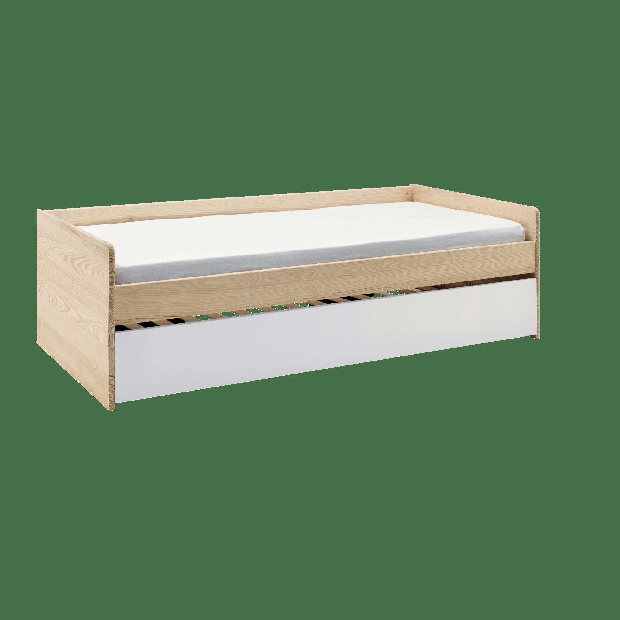 SANDRO - Lit banquette gigogne en bois 90 x 190 cm bois/blanc