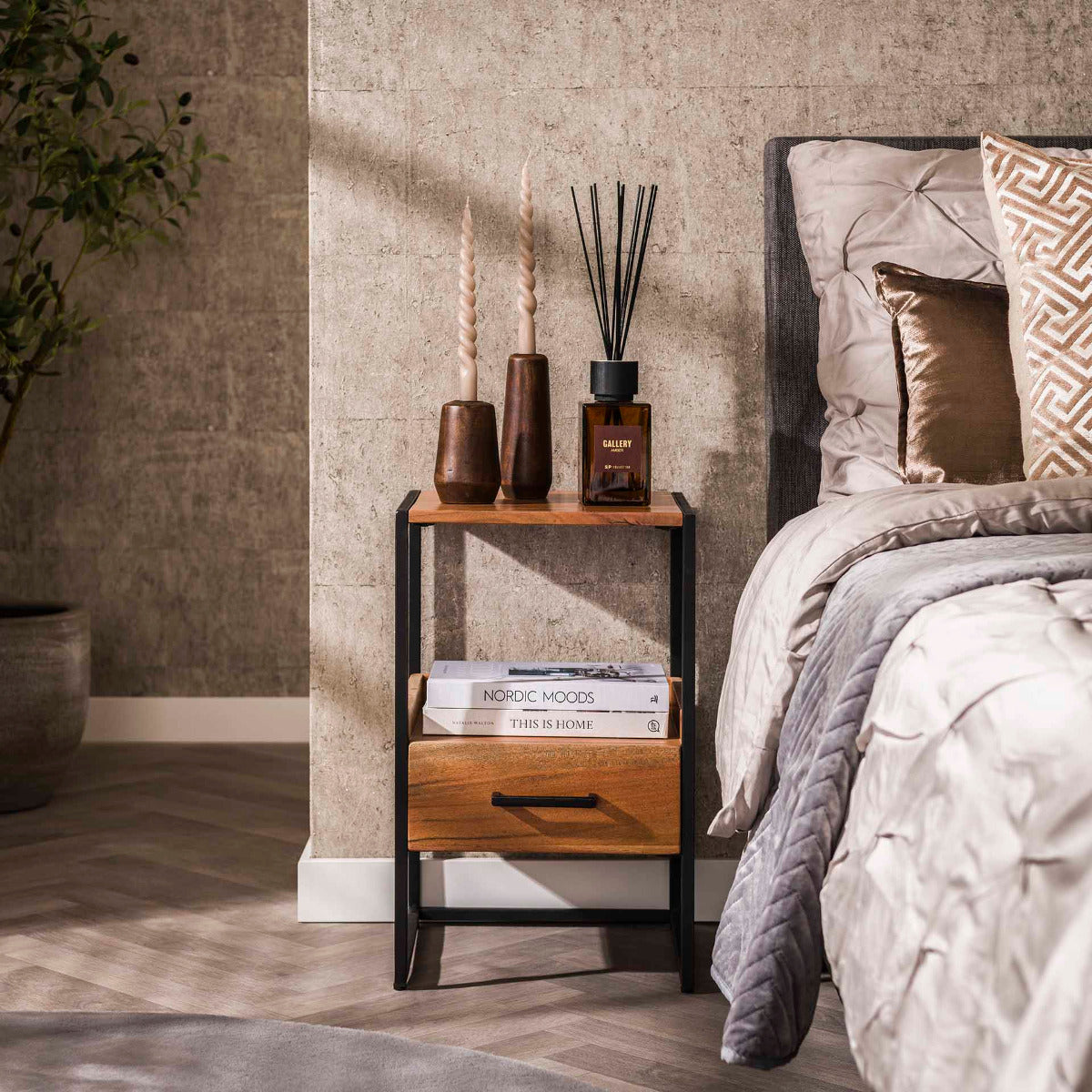 Fraaai - Carter nachtkastje - acaciahout - 1L - naturel