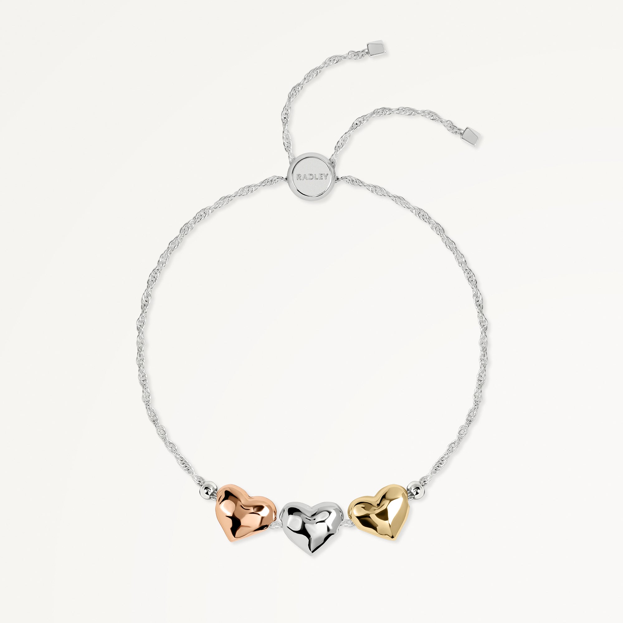 LOVE LANE MIXED PLATED HEART BRACELET SILVER - RYJ3485S