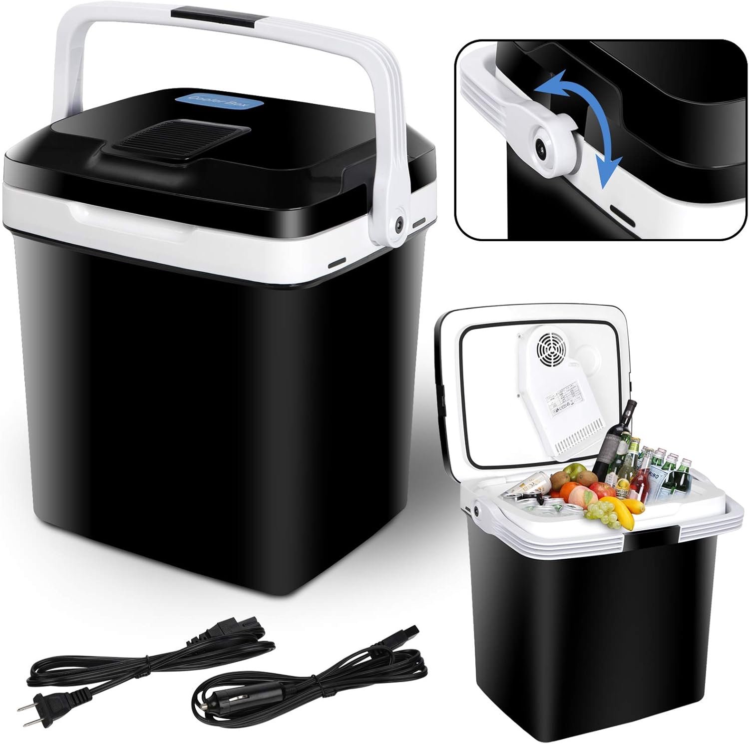 SUPER DEAL Pro 28QT(26L) Portable Electric Cooler and Warmer, Mini 12V DC Car Refrigerator Plug In Cooler Car Refrige for Camping, Fishing, Work Beach Picnic