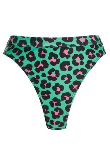Quiz Green Leopard High Thigh Bikini Bottoms