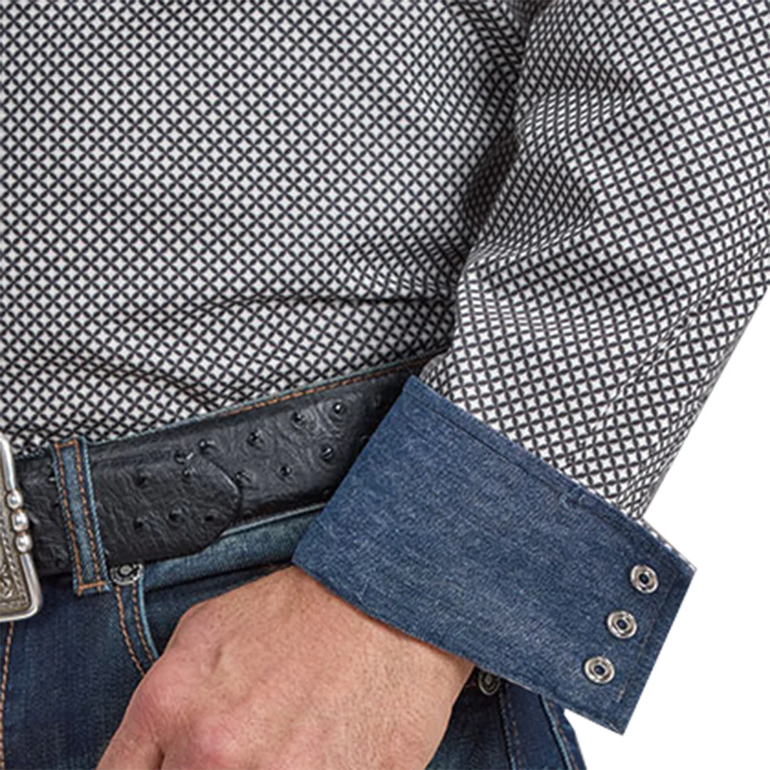 Мужская рубашка Stetson с длинными рукавами и геометрическим узором ?Черный бриллиант? на кнопках.