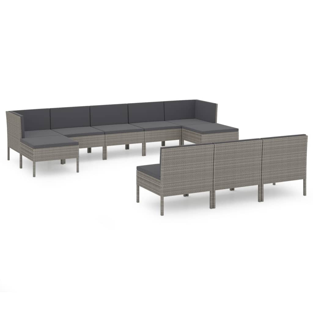 Zestaw wypoczynkowy do ogrodu Szary Technorattan 2x narożna   6x sofa