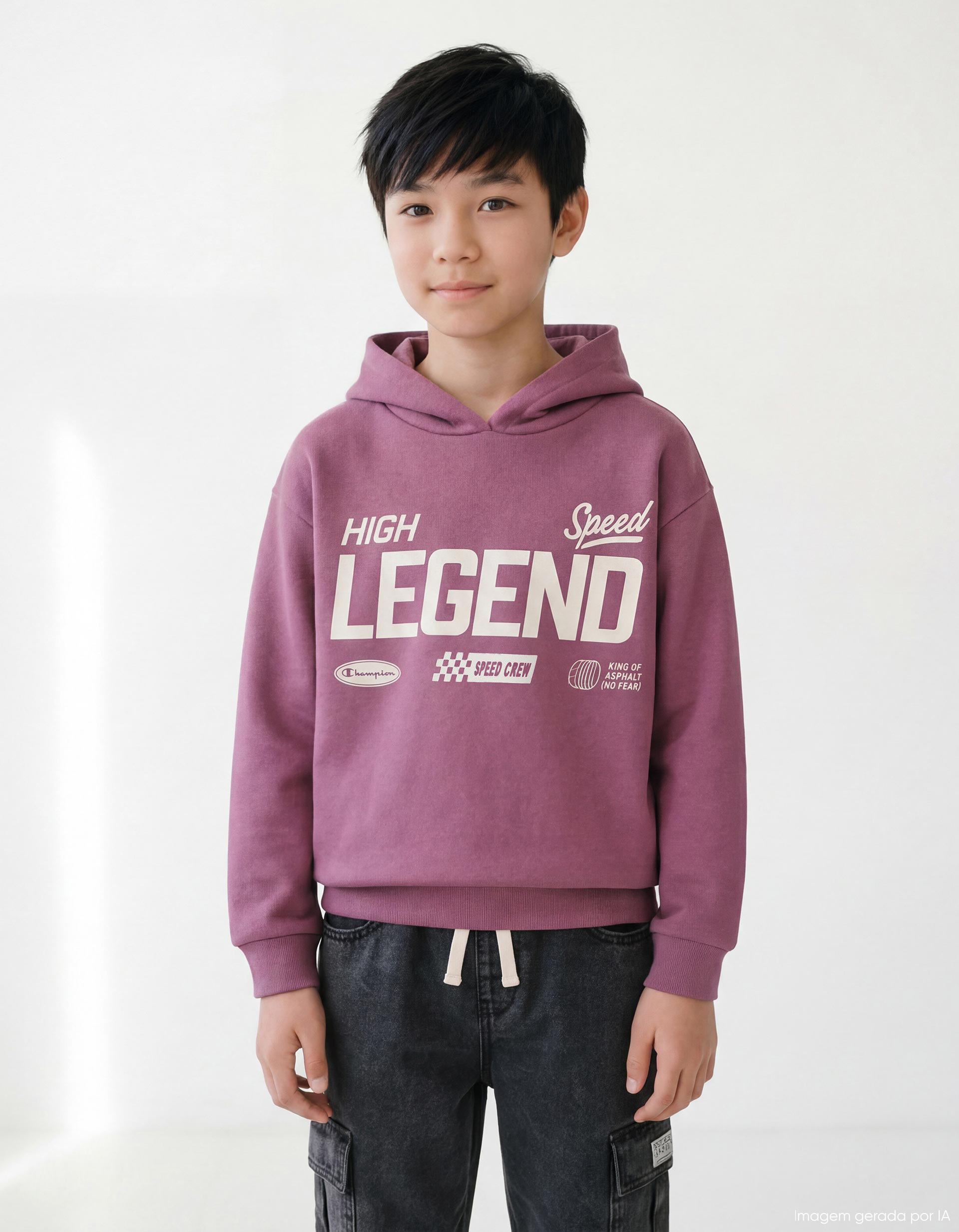 Sweatshirt de Felpa Capuz, Menino, Roxo Escuro