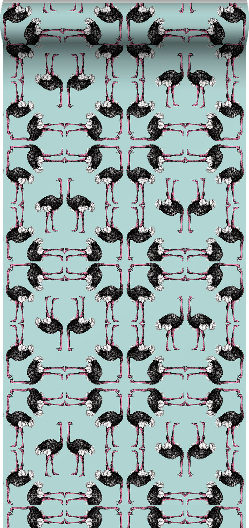 Walls4You behang flamingo's turquoise en zwart - 53 cm x 10 m - 640122
