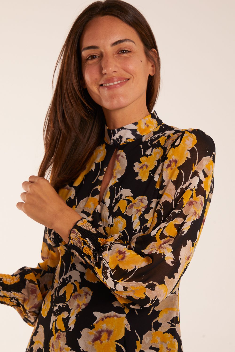 Blue Vanilla Keyhole High Neck Dress