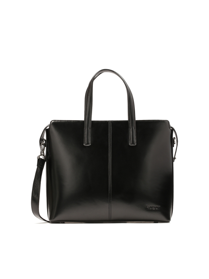 Black leather business style handbag